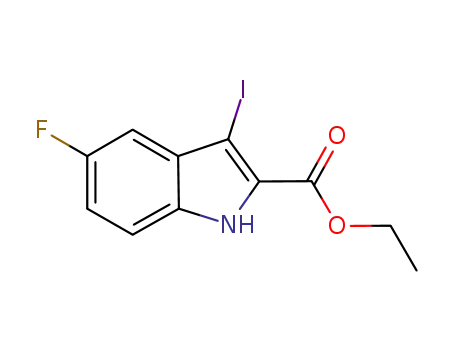 Molecular Structure of 167631-21-2 (Ethyl 5-fluoro-3-iodo-1H-indole-2-carboxylate)