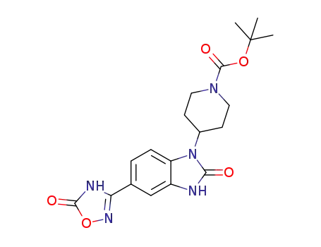 Molecular Structure of 1037834-90-4 (tert-butyl 4-[2-oxo-5-(5-oxo-4,5-dihydro-1,2,4-oxadiazol-3-yl)-2,3-dihydro-1H-benzimidazol-1-yl]piperidine-1-carboxylate)