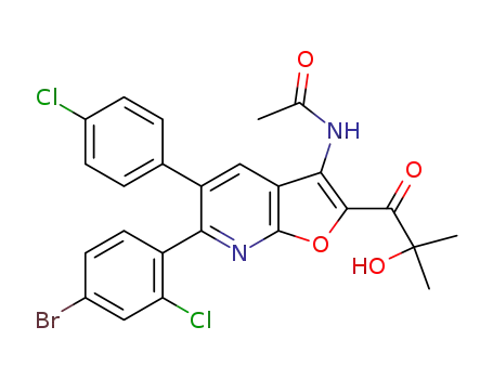 N-[6-(4-Bromo-2-chlorophenyl)-5-(4-chlorophenyl)-2-(2-hydroxy-2-methylpropanoyl)furo[2,3-b]pyridin-3-yl]acetamide