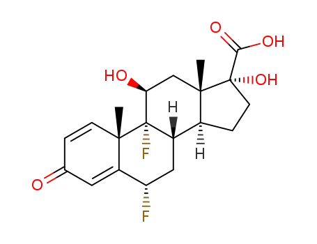 Molecular Structure of 1234557-20-0 ((6α,11β,17α)-6,9-difluoro-11,17-dihydroxy-3-oxoandrosta-1,4-diene-17-carboxylic acid)