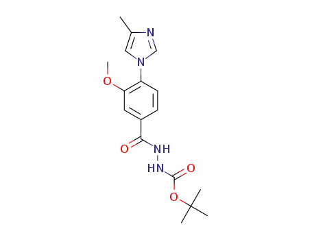 Molecular Structure of 1262106-88-6 (tert-butyl 2-{[3-methoxy-4-(4-methyl-1H-imidazol-1-yl)phenyl]carbonyl}hydrazinecarboxylate)