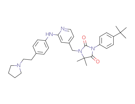 3-(4-tert-butylphenyl)-5,5-dimethyl-1-[(2-{[4-(2-pyrrolidin-1-ylethyl)phenyl]amino}pyridin-4-yl)-methyl]imidazolidine-2,4-dione