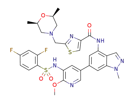 N-{6-[5-{[(2,4-difluorophenyl)sulfonyl]amino}-6-(methyloxy)-3-pyridinyl]-1-methyl-1H-indazol-4-yl}-2-{[(2R,6S)-2,6-dimethyl-4-morpholinyl]methyl}-1,3-thiazole-4-carboxamide