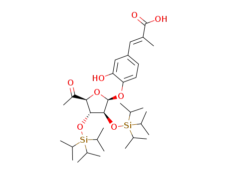 (-)-(2E)-3-[4-{[6-deoxy-2,3-bis-O-(triisopropylsilyl)-β-D-arabino-hexofuranosyl-5-ulose]oxy}-3-hydroxy-phenyl]-2-methylacrylic acid