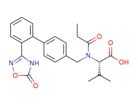 Molecular Structure of 1208323-05-0 (N-propionyl-N-[(2'-(4,5-dihydro-5-oxo-1,2,4-oxadiazol-3-yl)biphenyl-4-yl)methyl]-L-valine)