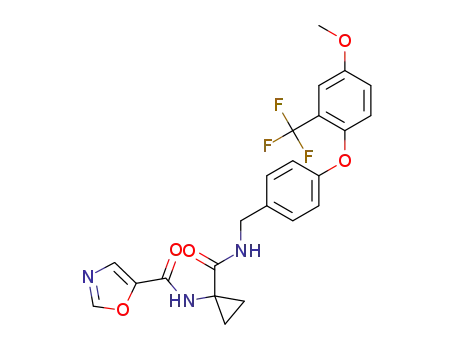 Molecular Structure of 1126632-11-8 (oxazole-5-carboxylic acid {1-[4-(4-methoxy-2-trifluoromethyl-phenoxy)-benzylcarbamoyl]-cyclopropyl}-amide)