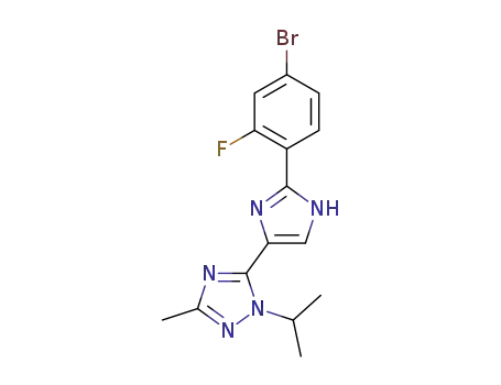 Molecular Structure of 1282516-76-0 (1H-1,2,4-Triazole, 5-[2-(4-broMo-2-fluorophenyl)-1H-iMidazol-5-yl]-3-Methyl-1-(1-Methylethyl)-)