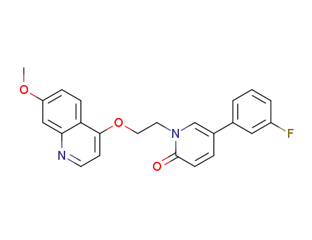 Molecular Structure of 1051314-64-7 (5-(3-fluorophenyl)-1-(2-(7-methoxyquinolin-4-yloxy)ethyl)pyridin-2(1H)-one)