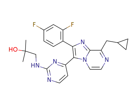 Molecular Structure of 1061668-19-6 (1-{4-[8-cyclopropylmethyl-2-(2,4-difluorophenyl)-imidazo[1,2-a]pyrazin-3-yl]-pyrimidin-2-ylamino}-2-methylpropan-2-ol)