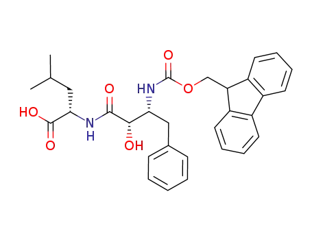 Molecular Structure of 1225383-33-4 ((S)-2-{(2S,3R)-3-[(9H-fluoren-9-yl)methoxy]carbonylamino-2-hydroxy-4-phenylbutanamido}-4-methylpentanoic acid)