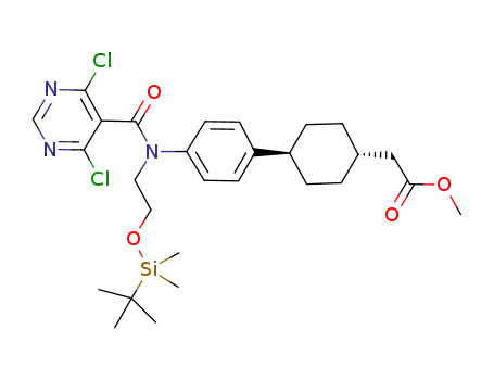 methyl [trans-4-(4-{(2-{[tert-butyl(dimethyl)silyl]oxy}ethyl)[(4,6-dichloropyrimidin-5-yl)carbonyl]amino}phenyl)cyclohexyl]acetate