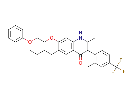 Molecular Structure of 1349820-89-8 (6-butyl-2-methyl-3-(2-methyl-4-(trifluoromethyl)phenyl)-7-(2-phenoxyethoxy)quinolin-4(1H)-one)