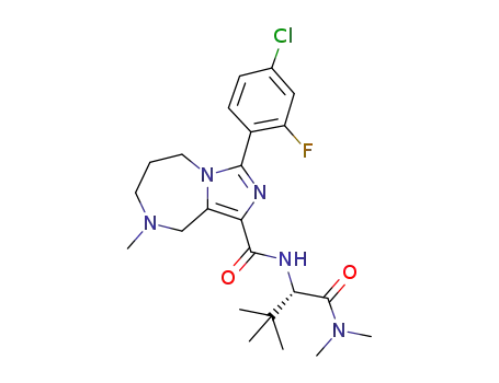Molecular Structure of 1094090-89-7 ((S)-3-(4-chloro-2-fluorophenyl)-N-(1-(dimethylamino)-3,3-dimethyl-1-oxobutan-2-yl)-8-methyl-6,7,8,9-tetrahydro-5H-imidazo[1,5-a][1,4]diazepine-1-carboxamide)