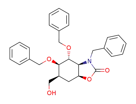 1D-(1,2,4,5/3)-3,4-di-O-benzyl-2-benzylamino-1,2-N,O-carbonyl-5-C-hydroxy-methyl-1,3,4-cyclohexanetriol
