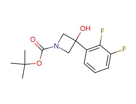 Molecular Structure of 1227617-37-9 (tert-butyl 3-(2,3-difluorophenyl)-3-hydroxyazetidine-1-carboxylate)