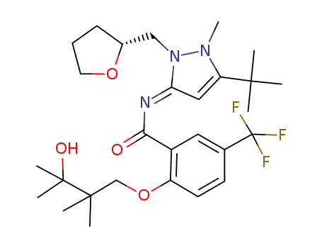 N-{(3E)-5-tert-butyl-1-methyl-2-[(2R)-tetrahydrofuran-2-ylmethyl]-1,2-dihydro-3H-pyrazol-3-ylidene}-2-(3-hydroxy-2,2,3-trimethylbutoxy)-5-(trifluoromethyl)benzamide