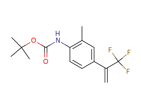 Molecular Structure of 666746-28-7 (Carbamic acid, [2-methyl-4-[1-(trifluoromethyl)ethenyl]phenyl]-,
1,1-dimethylethyl ester)