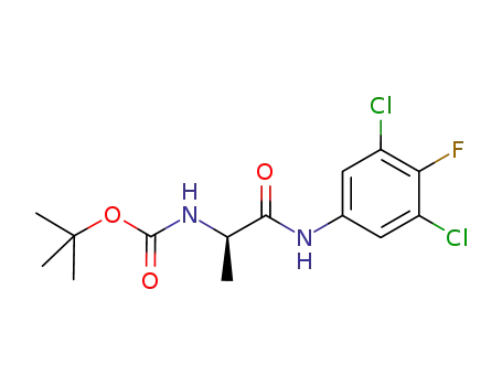 Molecular Structure of 1159735-51-9 ([(R)-1-(3,5-dichloro-4-fluoro-phenylcarbamoyl)-ethyl]-carbamic acid tert-butyl ester)