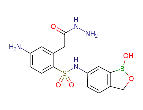 Molecular Structure of 1308255-20-0 (4-amino-2-(2-hydrazinyl-2-oxoethyl)-N-(1-hydroxy-1,3-dihydrobenzo[c][1,2]oxaborol-6-yl)benzenesulfonamide)