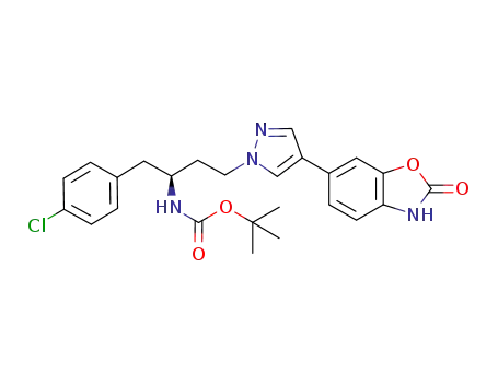tert-butyl (S)-1-(4-chlorophenyl)-4-(4-(2-oxo-2,3-dihydrobenzo[d]oxazol-6-yl)-1H-pyrazol-1-yl)butan-2-ylcarbamate