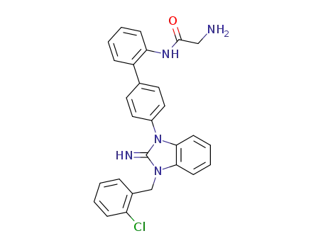 Molecular Structure of 1352872-85-5 (2-Amino-N-{4'-[3-(2-chloro-benzyl)-2-imino-2,3-dihydro-benzoimidazol-1-yl]-biphenyl-2-yl}-acetamide)