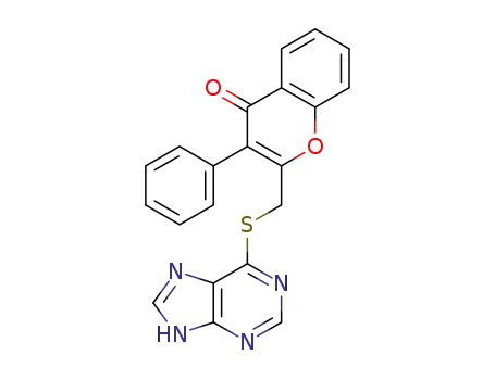 Molecular Structure of 1300582-87-9 (2-((9H-Purin-6-ylthio)methyl)-3-phenyl-4H-chromen-4-one)