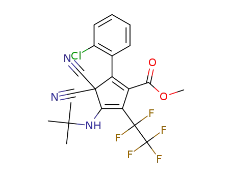 Molecular Structure of 1431657-47-4 (methyl 4-(tert-butylamino)-2-(2-chlorophenyl)-3,3-dicyano-5-(pentafluoroethyl)cyclopenta-1,4-dienecarboxylate)