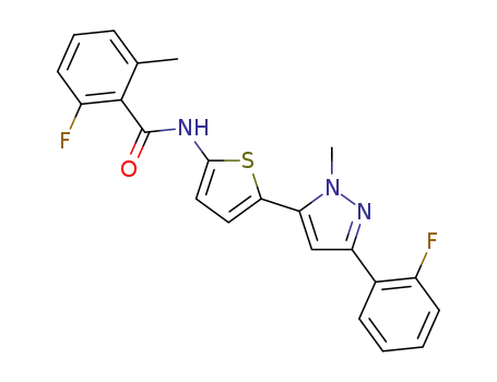 2-fluoro-N-(5-(3-(2-fluorophenyl)-1-methyl-1H-pyrazol-5-yl)thiophen-2-yl)-6-methylbenzamide