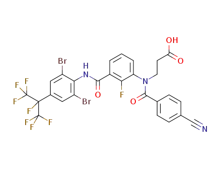 3-(4-cyano-N-(3-(2,6-dibromo-4-(perfluoropropan-2-yl)phenylcarbamoyl)-2-fluorophenyl)benzamide)propanoic acid