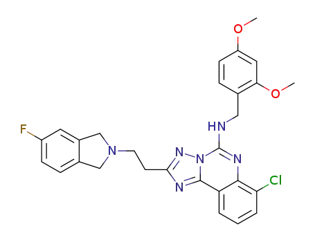 Molecular Structure of 1664398-52-0 (7-chloro-5-(2,4-dimethoxyphenyl)-2-(2-(5-fluoroisoindolin-2-yl)ethyl)[1,2,4]triazolo[1,5-c]quinazoline)