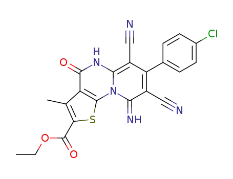 7-(4-chlorophenyl)-6,8-dicyano-9-imino-3-methyl-4-oxo-5,9-dihydro-4H-pyrido[1,2-a]thieno-[3,2-e]pyrimidine-2-carboxylic acid ethyl ester