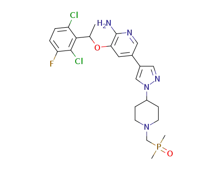 Molecular Structure of 1394345-92-6 (3-[1-(2,6-dichloro-3-fluoro-phenyl)ethoxy]-5-[1-[1-(dimethylphosphorylmethyl)-4-piperidyl]pyrazol-4-yl]pyridin-2-amine)