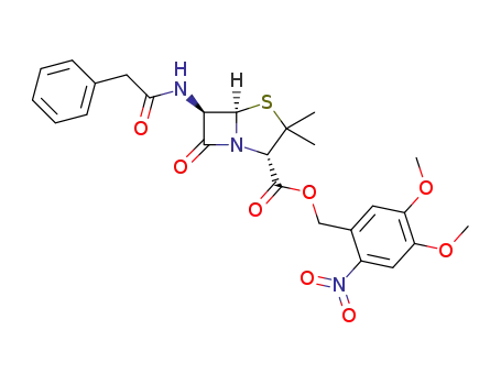 Molecular Structure of 1415712-97-8 (2-nitro-4,5-dimethoxy-benzyl-6-β-(2-phenylacetamido)penicillinate)