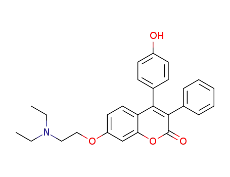Molecular Structure of 1450604-36-0 (7-(2-(diethylamino)ethoxy)-4-(4-hydroxyphenyl)-3-phenyl-2H-chromen-2-one)