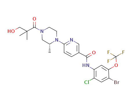N-(4-bromo-2-chloro-5-trifluoromethoxy-phenyl)-6-[(R)-4-(3-hydroxy-2,2-dimethyl-propionyl)-2-methyl-piperazin-1-yl]-nicotinamide