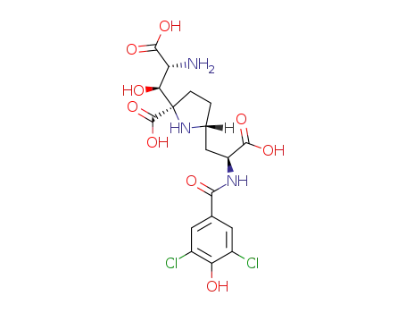 Molecular Structure of 198710-92-8 (2,5-Pyrrolidinedipropanoic acid,R2-amino-2-carboxy-R5-[(3,5-dichloro- 4-hydroxybenzoyl)amino]-&acirc;2-hydroxy- )