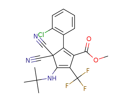 Molecular Structure of 1431657-37-2 (methyl 4-(tert-butylamino)-2-(2-chlorophenyl)-3,3-dicyano-5-(trifluoromethyl)cyclopenta-1,4-dienecarboxylate)