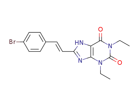 Molecular Structure of 155271-70-8 (8-[(E)-2-(4-bromophenyl)ethenyl]-1,3-diethyl-3,7-dihydro-1H-purine-2,6-dione)