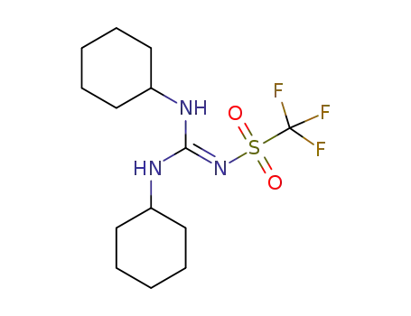 Molecular Structure of 1338440-24-6 (N-[bis(cyclohexylamino)methylidene]-1,1,1-trifluoromethanesulfonamide)