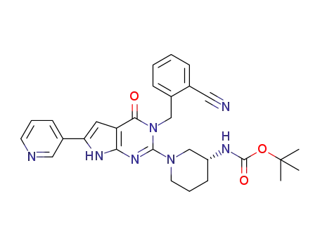 tert-butyl ((3R)-1-(3-(2-cyanobenzyl)-4-oxo-6-(pyridin-3-yl)-4,7-dihydro-3H-pyrrolo[2,3-d]pyrimidin-2-yl)piperidin-3-yl)carbamate