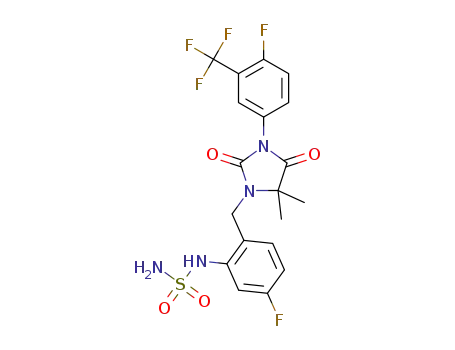 Molecular Structure of 1179329-84-0 (N-{5-fluoro-2-[3-(4-fluoro-3-trifluoromethylphenyl)-5,5-dimethyl-2,4-dioxoimidazolidin-1-ylmethyl]phenyl}sulfamide)