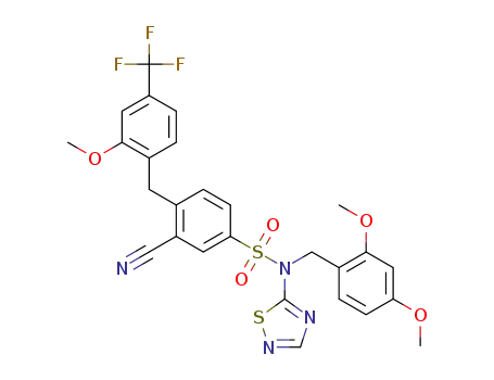 3-cyano-N-(2,4-dimethoxybenzyl)-4-[2-methoxy-4-(trifluoromethyl)benzyl]-N-1,2,4-thiadiazol-5-ylbenzenesulfonamide