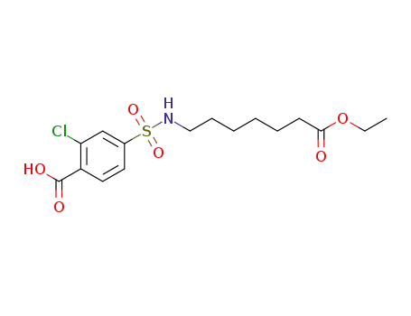 Molecular Structure of 1552310-41-4 (2-chloro-4-(N-(7-ethoxy-7-oxoheptyl)sulfamoyl)benzoic acid)
