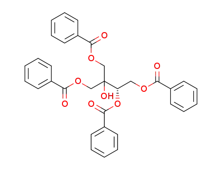 Molecular Structure of 1339943-12-2 ((3S)-2-hydroxy-2-(benzoyloxymethyl)butane-1,3,4-triyl trisbenzoate)