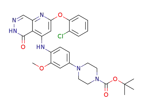 Molecular Structure of 1390657-72-3 (tert-butyl 4-(4-((2-(2-chlorophenoxy)-5-oxo-5,6-dihydropyrido[2,3-d]pyridazin-4-yl)amino)-3-methoxyphenyl)piperazine-1-carboxylate)