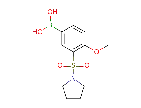 Molecular Structure of 874219-52-0 (4-METHOXY-3-(PYRROLIDIN-1-YLSULPHONYL)BENZENEBORONIC ACID)