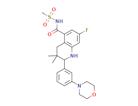 Molecular Structure of 1343460-31-0 (N-[7-fluoro-3,3-dimethyl-2-(3-morpholin-4-yl-phenyl)-1,2,3,4-tetrahydro-quinoline-5-carbonyl]-methanesulfonamide)