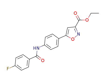 Molecular Structure of 1369430-29-4 (ethyl 5-(4-(4-fluorobenzamido)phenyl)isoxazole-3-carboxylate)