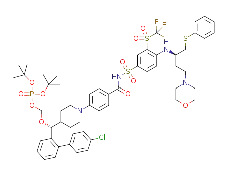 di-tert-butyl ((R)-(4'-chlorobiphenyl-2-yl)(1-(4-(4-((R)-4-morpholino-1-(phenylthio)butan-2-ylamino)-3-(trifluoromethylsulfonyl)phenylsulfonylcarbamoyl)-phenyl)piperidin-4-yl)methoxy)methyl phosphate