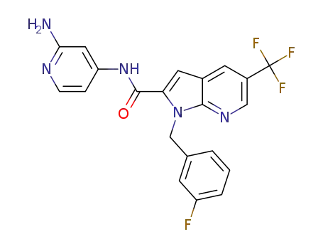 Molecular Structure of 1187236-68-5 (N-[2-aminopyrid-4-yl]-5-trifluoromethyl-1-[(3-fluorophenyl)-methyl]-1H-pyrrolo[2,3-b]pyridine-2-carboxamide)